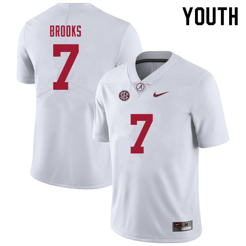Alabama Crimson Tide Youth Ja'Corey Brooks #7 White NCAA Nike Authentic Stitched 2021 College Football Jersey BT16W72CS